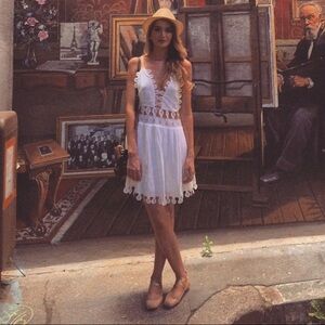 Honey Punch chloe inspo white eyelet dress with straps